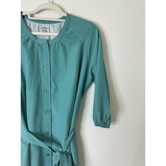 J. Peterman Co Shirt Dress Women's Small Sea Green Knee Length Classic Button - Picture 2 of 10